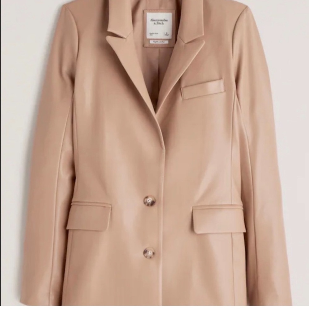 Abercrombie & Fitch Beige Leather Blazer Jacket
